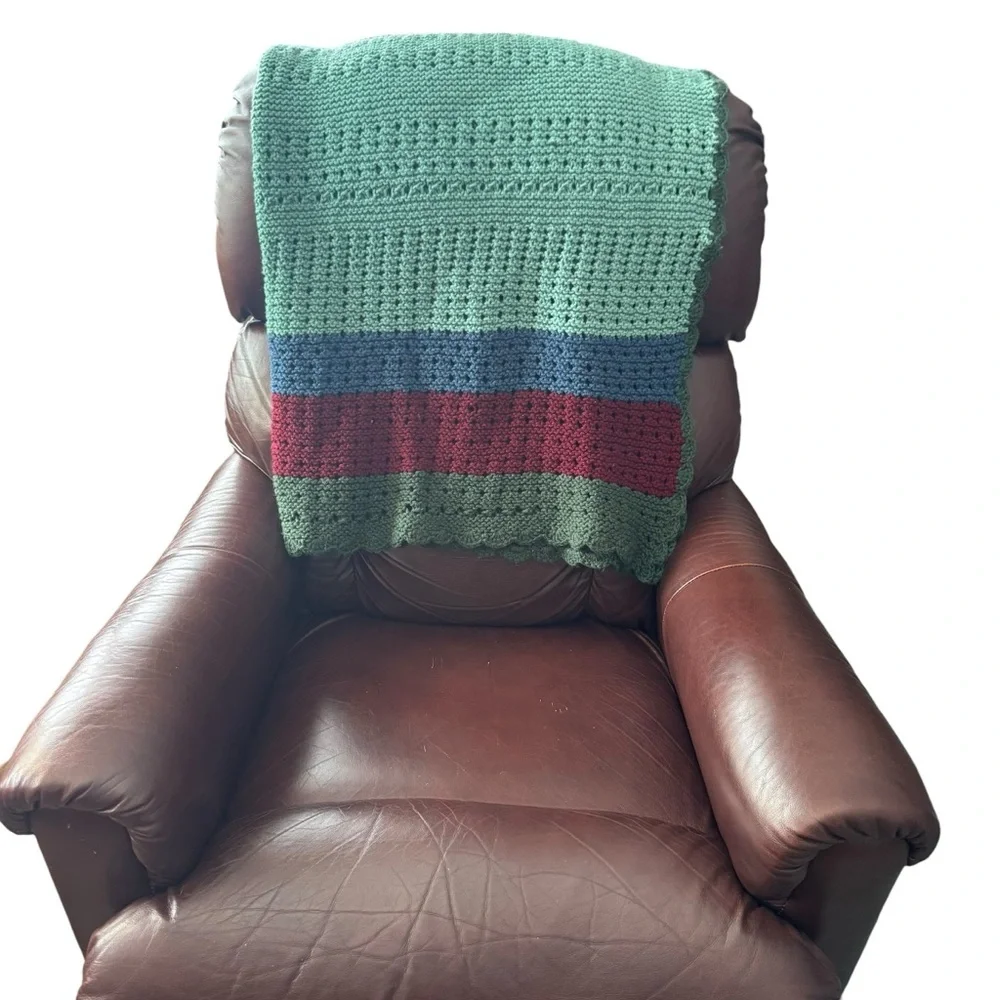 Handmade Crochet Throw Blanket 44x44 Granny Square Boho Aesthetic Teal